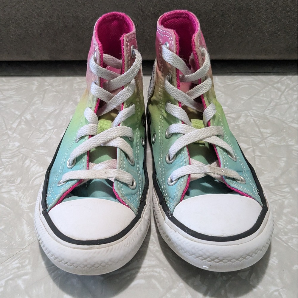 Converse Chuck Taylor All Star High Top Ombre Pink Teal Rainbow 12 Youth Kids - Picture 3 of 7